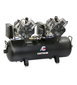 Компрессор Cattani на 5-6 установок (3-фазный), 2 двигателя по 2 цилиндра, 2 осушителя, ресивер 100 л - Cattani
