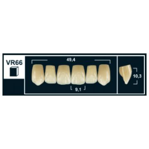 Стоматорг - Зубы Yeti A3,5 VR66 фронтальный верх (Tribos) 6 шт.