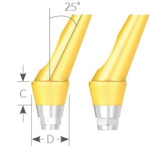 Стоматорг - Абатмент угловой для цементной фиксации диаметр 4.5 мм, десна 5.0 мм. Угол 25% без шестигранника тип Б.