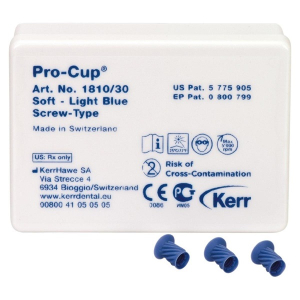 Стоматорг - Полировочные чашечки Pro-Cup мягкие, голубые (винтообразные), 30 шт.