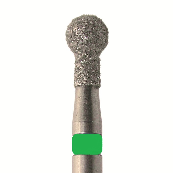 Стоматорг - Бор алмазный 802 016 FG, зеленый, 5 шт. Форма: шар с "воротничком"